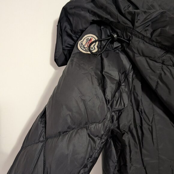 Women's MONCLER Verrerie Quilted Long Down Puffer Jacket Coat Black RARE 01~XS/S - Picture 4 of 7
